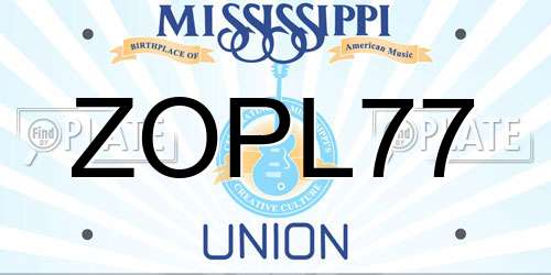 ZOPL77 Mississippi License Plate