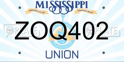 ZOQ402 Mississippi License Plate