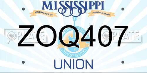 ZOQ407 Mississippi License Plate