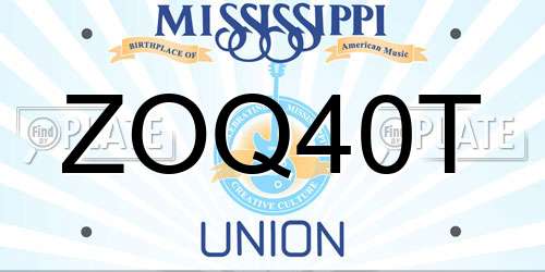 ZOQ40T Mississippi License Plate