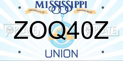 ZOQ40Z Mississippi License Plate