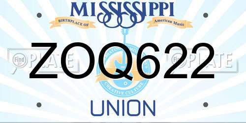 ZOQ622 Mississippi License Plate