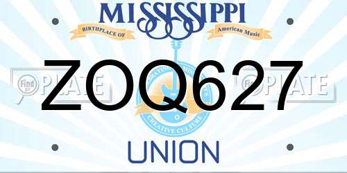 ZOQ627 Mississippi License Plate