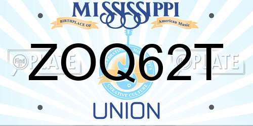 ZOQ62T Mississippi License Plate