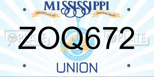 ZOQ672 Mississippi License Plate