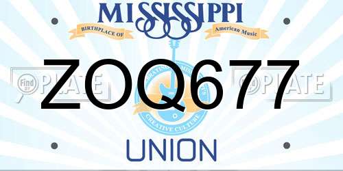 ZOQ677 Mississippi License Plate