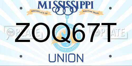 ZOQ67T Mississippi License Plate
