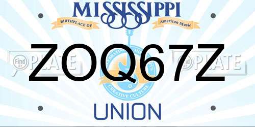 ZOQ67Z Mississippi License Plate