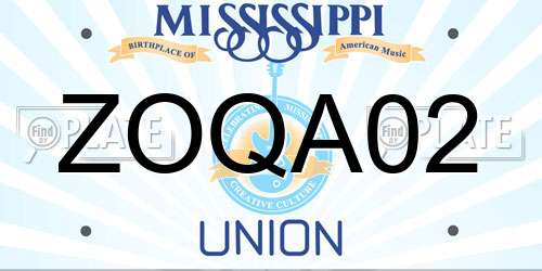 ZOQA02 Mississippi License Plate