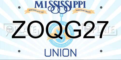 ZOQG27 Mississippi License Plate
