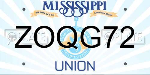 ZOQG72 Mississippi License Plate