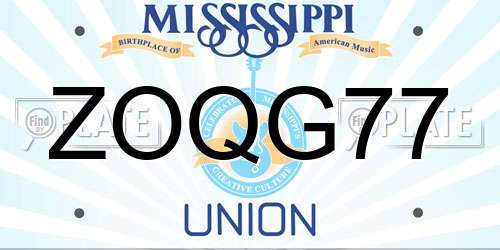 ZOQG77 Mississippi License Plate