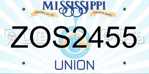 ZOS2455 Mississippi License Plate
