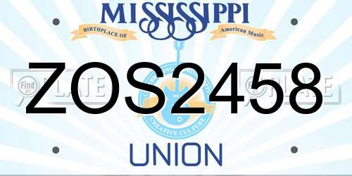 ZOS2458 Mississippi License Plate
