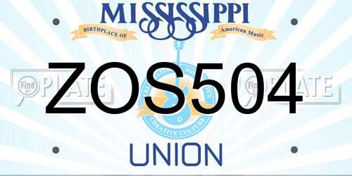 ZOS504 Mississippi License Plate