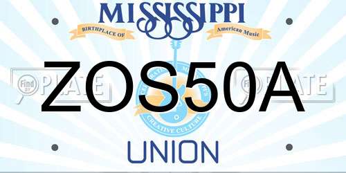 ZOS50A Mississippi License Plate