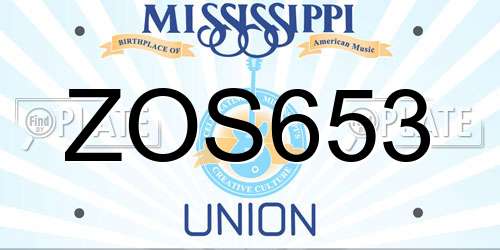 ZOS653 Mississippi License Plate
