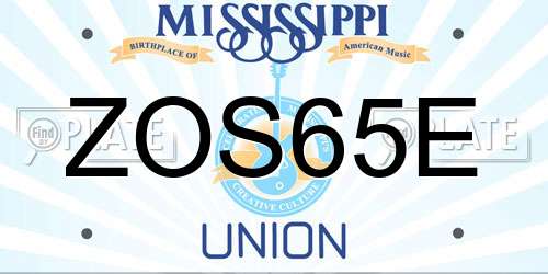 ZOS65E Mississippi License Plate