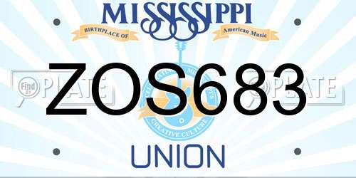 ZOS683 Mississippi License Plate