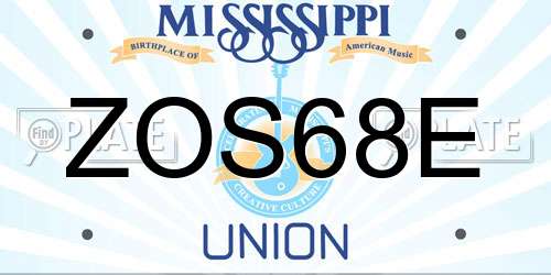 ZOS68E Mississippi License Plate