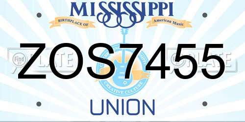 ZOS7455 Mississippi License Plate