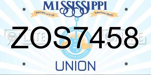ZOS7458 Mississippi License Plate