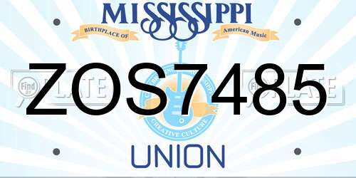 ZOS7485 Mississippi License Plate