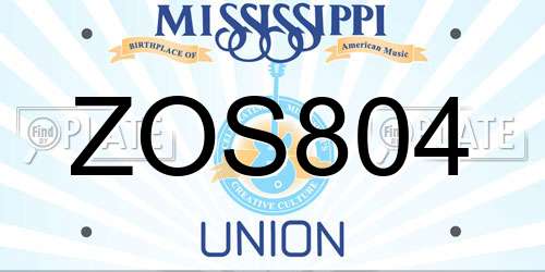 ZOS804 Mississippi License Plate
