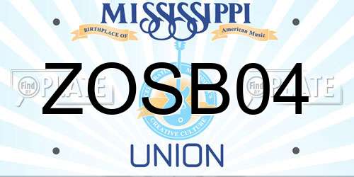 ZOSB04 Mississippi License Plate