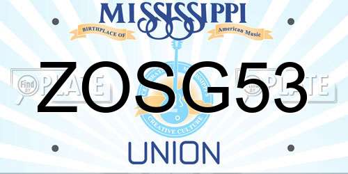 ZOSG53 Mississippi License Plate