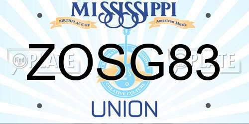 ZOSG83 Mississippi License Plate