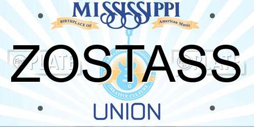 ZOSTASS Mississippi License Plate
