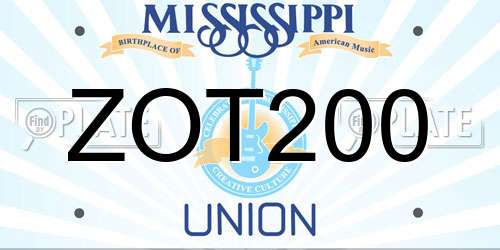 ZOT200 Mississippi License Plate