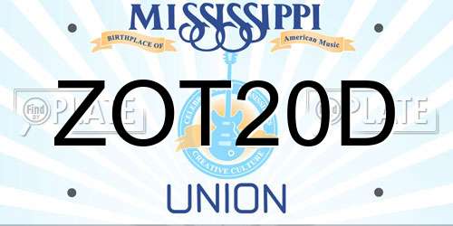 ZOT20D Mississippi License Plate
