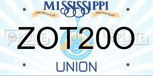 ZOT20O Mississippi License Plate