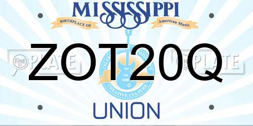 ZOT20Q Mississippi License Plate