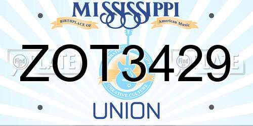 ZOT3429 Mississippi License Plate