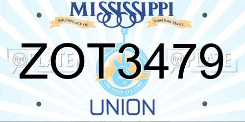 ZOT3479 Mississippi License Plate