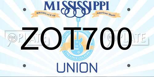 ZOT700 Mississippi License Plate