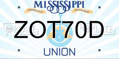 ZOT70D Mississippi License Plate