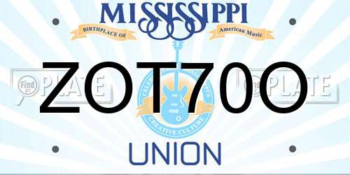 ZOT70O Mississippi License Plate