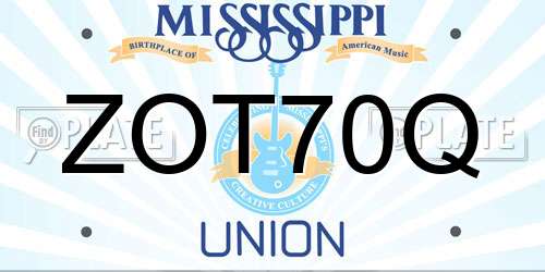 ZOT70Q Mississippi License Plate