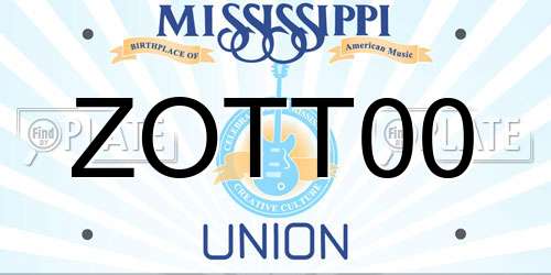 ZOTT00 Mississippi License Plate