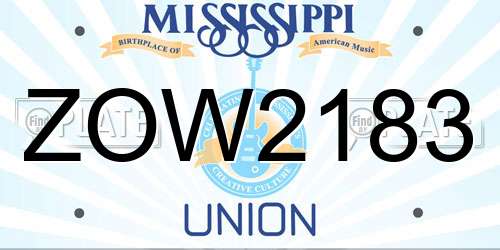ZOW2183 Mississippi License Plate