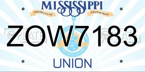 ZOW7183 Mississippi License Plate