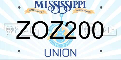 ZOZ200 Mississippi License Plate
