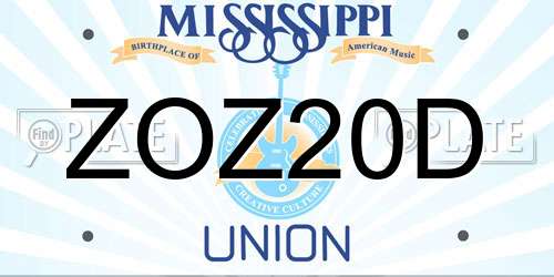 ZOZ20D Mississippi License Plate