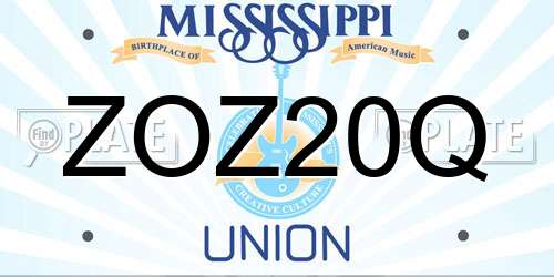 ZOZ20Q Mississippi License Plate