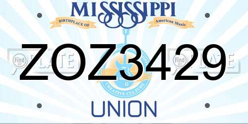 ZOZ3429 Mississippi License Plate