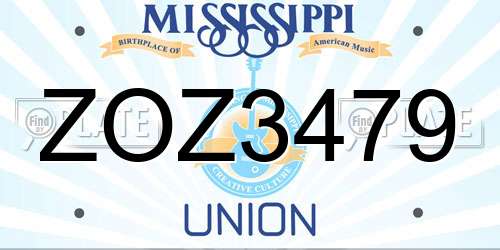 ZOZ3479 Mississippi License Plate